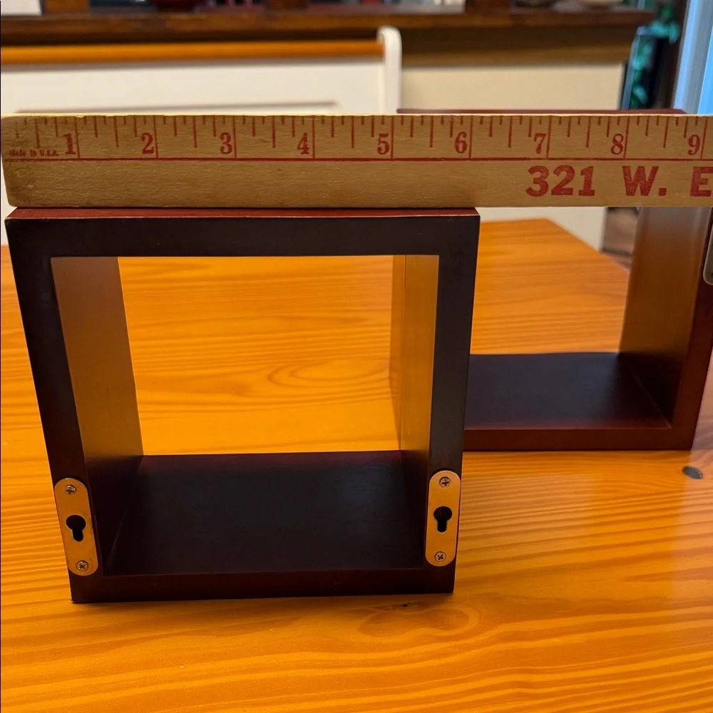 Elegant Brown Wooden Wall Decor Cubes, set of 2, see all pics for ideas.